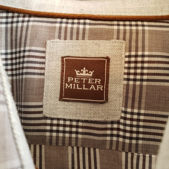 Peter Millar Long Sleeve Grey Plaid Shirt Mens Med - Picture 4 of 7